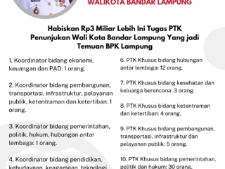 Habiskan Rp3 Miliar Lebih, Tugas PTK Penunjukan Wali Kota Bandar Lampung Jadi Temuan BPK