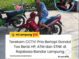 Terekam CCTV! Pria Bertopi Gondol Tas Berisi HP, ATM dan STNK di Rajabasa